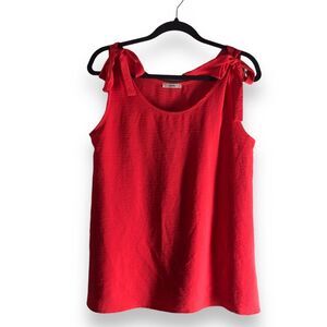 Jodifl‎ Womens Size Medium Coral Pink Blouse Tie Strap Tank Crinkle Fabric Flowy